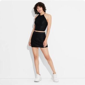 Women's Open Back High Neck Sweater Tank Wild Fable Black XL Halter